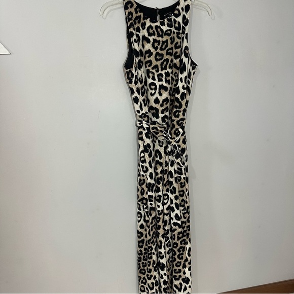 French Connection Leopard Print Jumpsuit Animal Print Wide Leg Romper Neutral - Picture 9 of 11